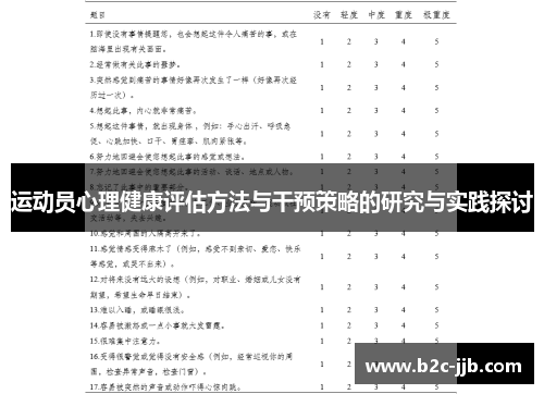 运动员心理健康评估方法与干预策略的研究与实践探讨